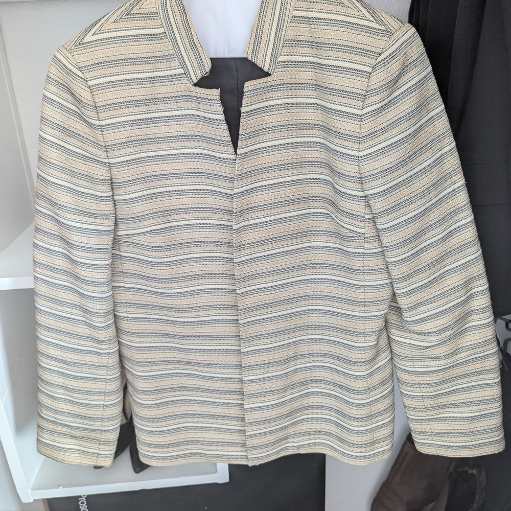 Striped Cream and Black Men's Jacket